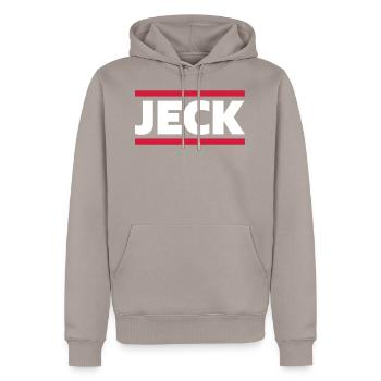 JECK | KÖLN | KARNEVAL - Männer Premium Bio Hoodie - Taupe - Vorne - Nico (187cm)