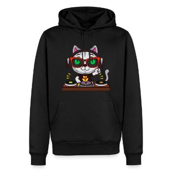 Cat Glasses Platine DJ Disco Club Vie nocturne - Sweat à capuche Premium bio Homme - noir - Devant - Nico (187cm)