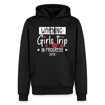 Warning Girls Trip In Progress 2023 - Sweat à capuche Premium bio Homme - noir - Devant - Nico (187cm)