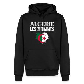 Algérie Les Zhommes - Sweat à capuche Premium bio Homme - noir - Devant - Nico (187cm)