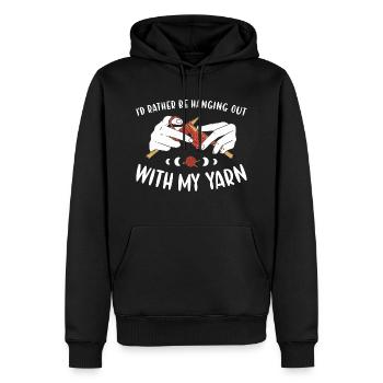Je préfère traîner avec mon fil à tricoter - Sweat à capuche Premium bio Homme - noir - Devant - Nico (187cm)