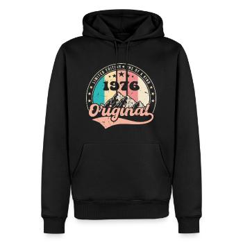 Geburtstagsgeschenk 1976 Frau | Jahrgang 1976 - Männer Premium Bio Hoodie - Schwarz - Vorne - Nico (187cm)