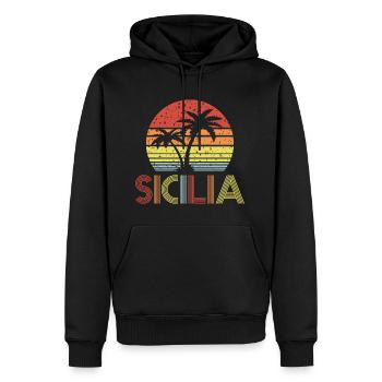 Sicilia - Männer Premium Bio Hoodie - Schwarz - Vorne - Nico (187cm)