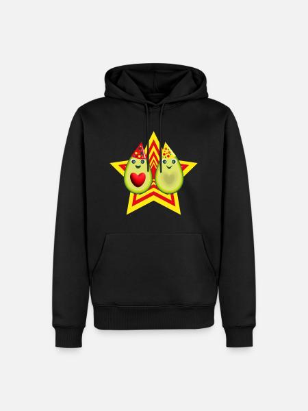 Avocado Liebe mit Stern. - Männer Premium Bio Hoodie - Schwarz