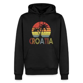Croatie retro soleil 01 - Sweat à capuche Premium bio Homme - noir - Devant - Nico (187cm)
