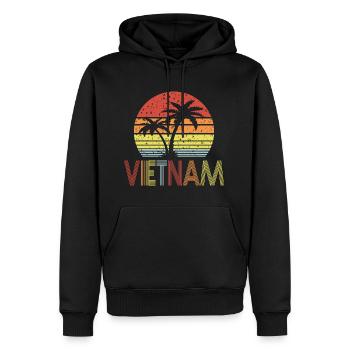 Vietnam - Männer Premium Bio Hoodie - Schwarz - Vorne - Nico (187cm)