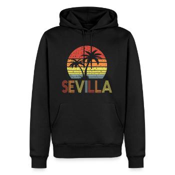 Séville - Sweat à capuche Premium bio Homme - noir - Devant - Nico (187cm)