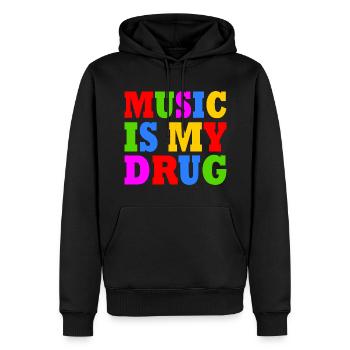 music is my drug - Sweat à capuche Premium bio Homme - noir - Devant - Nico (187cm)