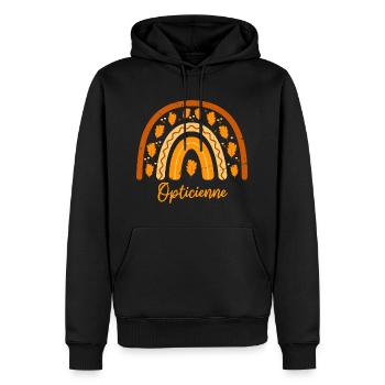 Elue meilleure opticienne | Idée Cadeau opticienne - Sweat à capuche Premium bio Homme - noir - Devant - Nico (187cm)