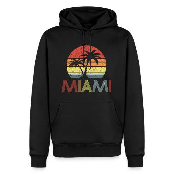 Miami - Männer Premium Bio Hoodie - Schwarz - Vorne - Nico (187cm)