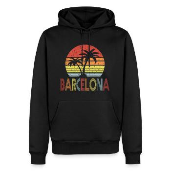 Barcelone Rétro soleil 01 - Sweat à capuche Premium bio Homme - noir - Devant - Nico (187cm)