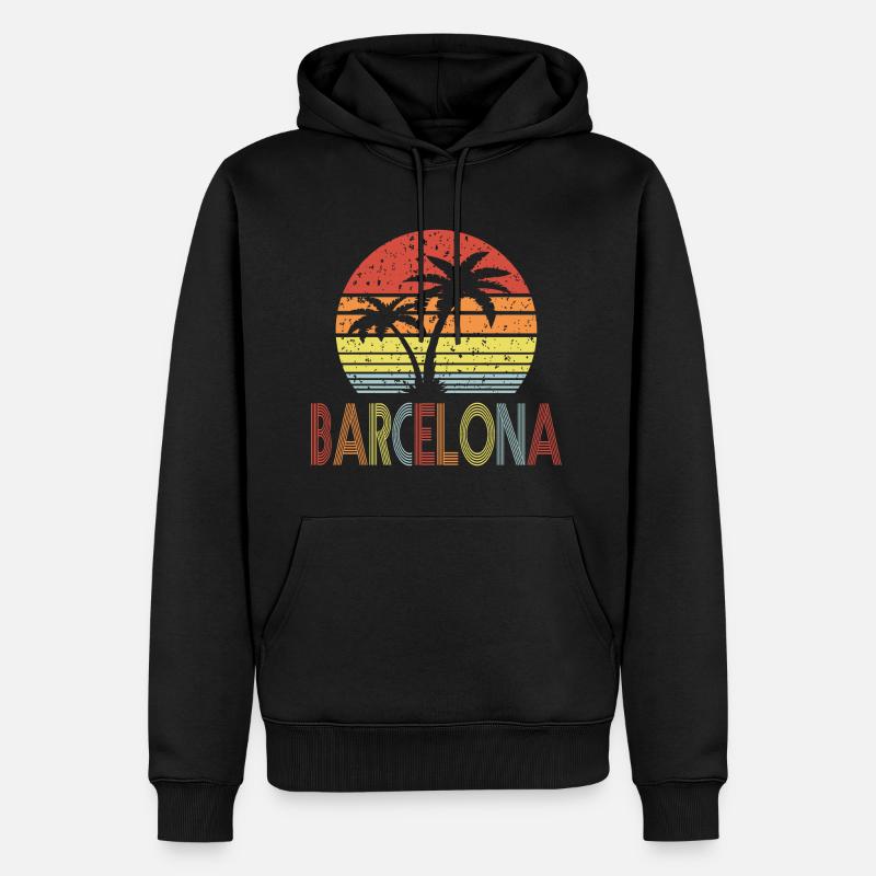 Barcelone Rétro soleil 01 - Sweat à capuche Premium bio Homme - noir