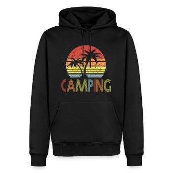 Camping Rétro soleil 01 - Sweat à capuche Premium bio Homme - noir - Devant - Nico (187cm)