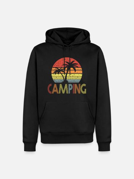 Camping Rétro soleil 01 - Sweat à capuche Premium bio Homme - noir