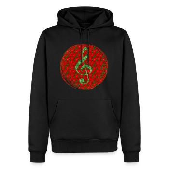 Joyeux Noël Mélodie festive fleurs rouges - Sweat à capuche Premium bio Homme - noir - Devant - Nico (187cm)