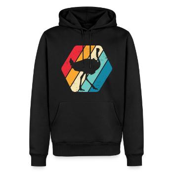 Strauß Vogelstrauß Vogel Afrika Retro - Männer Premium Bio Hoodie - Schwarz - Vorne - Nico (187cm)