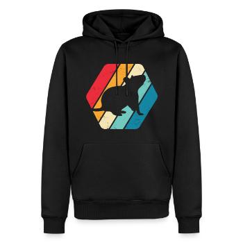 Maus Ratte Nager Nagetier Tier Natur Retro - Männer Premium Bio Hoodie - Schwarz - Vorne - Nico (187cm)