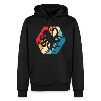 Krake Tintenfisch Octopus Ozean Meer Retro - Männer Premium Bio Hoodie - Schwarz - Vorne - Nico (187cm)