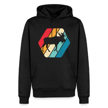 Elch Tier Wald Natur Retro - Männer Premium Bio Hoodie - Schwarz - Vorne - Nico (187cm)