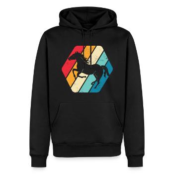 Pferd Hengst Reiten Reitsport Retro - Männer Premium Bio Hoodie - Schwarz - Vorne - Nico (187cm)