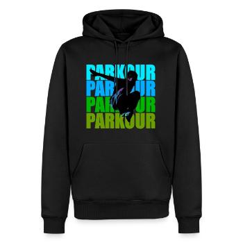 Parkour - Men’s Premium Organic Hoodie - black - Front - Nico (187cm)