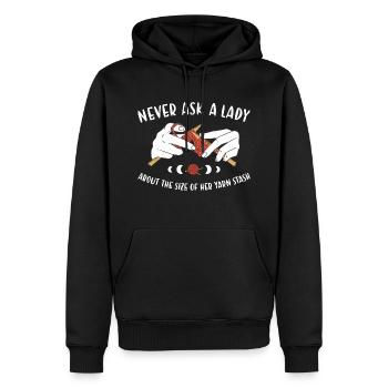 Ne demandez jamais à une dame à propos de sa réserve de fil à tricoter - Sweat à capuche Premium bio Homme - noir - Devant - Nico (187cm)