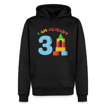 J’ai 3 ans, 3ème anniversaire ou cadeau - Sweat à capuche Premium bio Homme - noir - Devant - Nico (187cm)