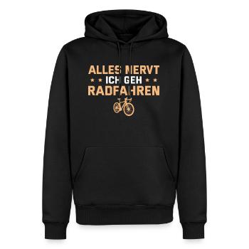 Alles nervt Ich geh Radfahren - Männer Premium Bio Hoodie - Schwarz - Vorne - Nico (187cm)