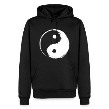 Cercle Yin Yang (blanc) - Sweat à capuche Premium bio Homme - noir - Devant - Nico (187cm)