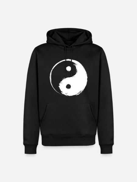 Yin Yang circle (white) - Men’s Premium Organic Hoodie - black