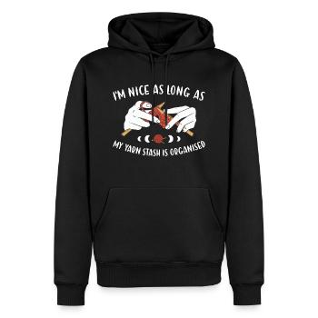 Nice As Long As Yarn Stash Is Organised Knitting - Men’s Premium Organic Hoodie - black - Front - Nico (187cm)
