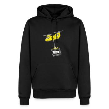 Approches de sauvetage. L'hélicoptère Schnaps arrive. - Sweat à capuche Premium bio Homme - noir - Devant - Nico (187cm)