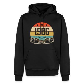 1986 Vintage Birthday Retro Classic - Sweat à capuche Premium bio Homme - noir - Devant - Nico (187cm)