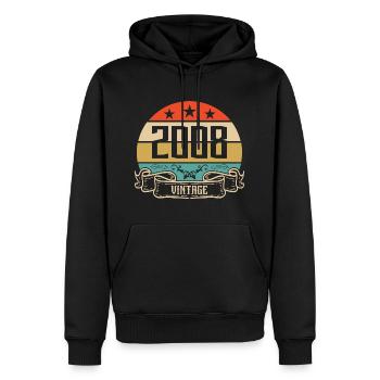 2008 Vintage Birthday Retro Classic - Sweat à capuche Premium bio Homme - noir - Devant - Nico (187cm)
