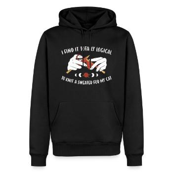 Je tricote un pull pour le tricot de mon chat - Sweat à capuche Premium bio Homme - noir - Devant - Nico (187cm)