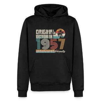 Oktober 1957 Geburtstag Oktober 1957 Geschenk 1957 - Männer Premium Bio Hoodie - Schwarz - Vorne - Nico (187cm)