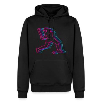 joueur de hockey Vintage Hockey Girl Hockey sur gazon - Sweat à capuche Premium bio Homme - noir - Devant - Nico (187cm)