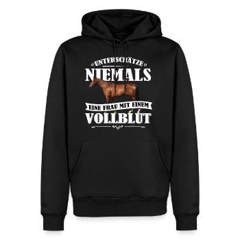 Vollblut Pferde Shirt-UNF - Männer Premium Bio Hoodie - Schwarz - Vorne - Nico (187cm)