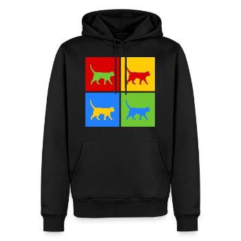 Cat Cats Pop Art, cadeau pour les amoureux des chats - Sweat à capuche Premium bio Homme - noir - Devant - Nico (187cm)