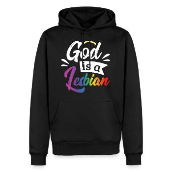 LGBT Gay Pride Lesbian God est une lesbienne - Sweat à capuche Premium bio Homme - noir - Devant - Nico (187cm)