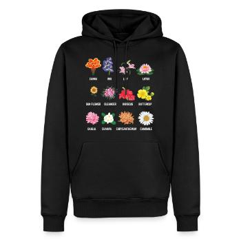 Cadeau de fleuriste graphique de belles fleurs botaniques - Sweat à capuche Premium bio Homme - noir - Devant - Nico (187cm)