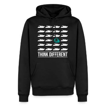 Think Different Sailing Boat - Männer Premium Bio Hoodie - Schwarz - Vorne - Nico (187cm)