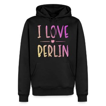 I Love Berlin - Männer Premium Bio Hoodie - Schwarz - Vorne - Nico (187cm)