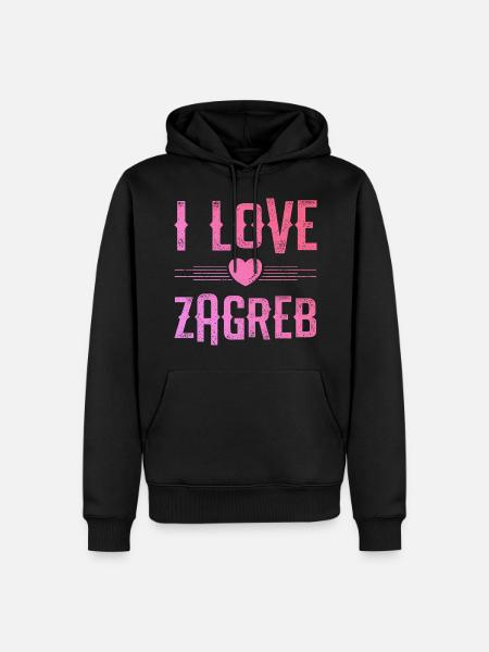 J’aime Zagreb - Sweat à capuche Premium bio Homme - noir