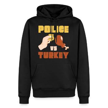 Police vs Turquie Thanksgiving - Sweat à capuche Premium bio Homme - noir - Devant - Nico (187cm)