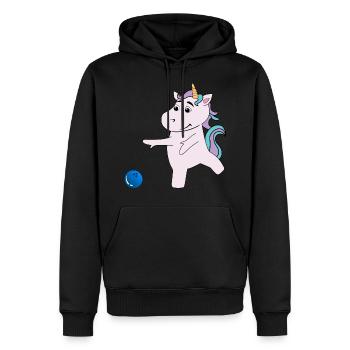 Einhorn spielt Bowling - Männer Premium Bio Hoodie - Schwarz - Vorne - Nico (187cm)