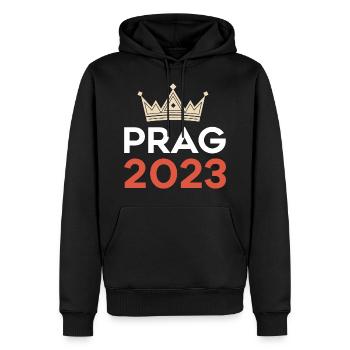 Prague 2023 - Sweat à capuche Premium bio Homme - noir - Devant - Nico (187cm)