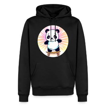 Skateboard panda in sunset - Men’s Premium Organic Hoodie - black - Front - Nico (187cm)