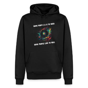 Rock'n roll Vinyl Schallplatte mit Musik Spruch - Männer Premium Bio Hoodie - Schwarz - Vorne - Nico (187cm)