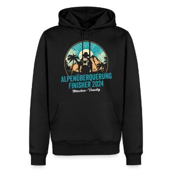 Alpenüberquerung 2024 München Venedig Pilgerweg - Männer Premium Bio Hoodie - Schwarz - Vorne - Nico (187cm)